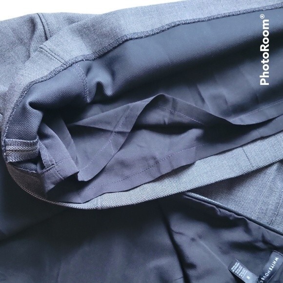WH|BM Grey Suit Skirt W Faux Leather Detail - 8 - Picture 5 of 9